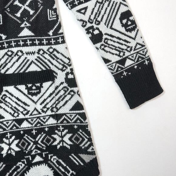Social Collison Skulls Fair Isle Girls Open Cardigan Size M - Picture 5 of 6